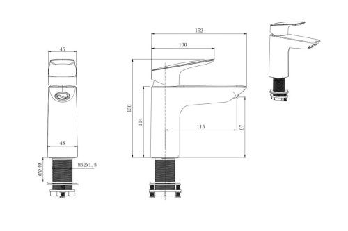 Смеситель Aquatek ВЕГА AQ1011MB на раковину черный - фото 5
