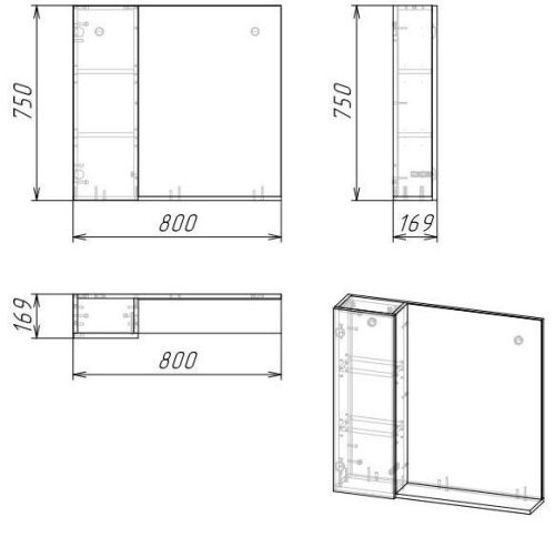 Зеркало-шкаф Grossman Альба 208005 80х80 подвесной цвет зеленый/коричневый - фото 4