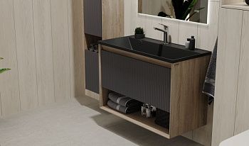 Тумба под раковину Jorno TOSSONY Toss.01.90/P/DS-A/JR 90х40 подвесная цвет черный