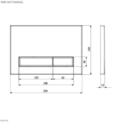 Клавиша смыва механическая KK POL M08 350/PPW/001-00-00 цвет нержавеющая сталь - фото 3