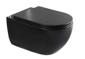 Унитаз подвесной CHARUS TORRE BIANCA EWC700-125B черный с сиденьем микролифт безободковый каскадный смыв