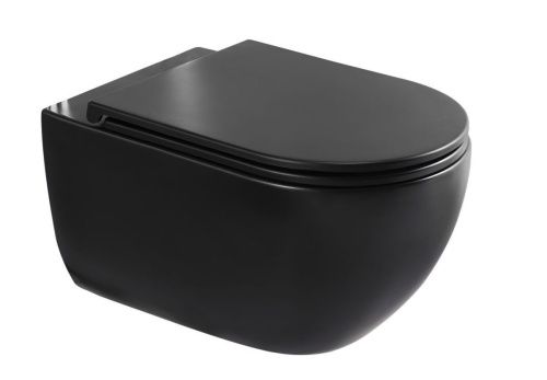 Унитаз подвесной CHARUS TORRE BIANCA EWC700-125B черный с сиденьем микролифт безободковый каскадный смыв