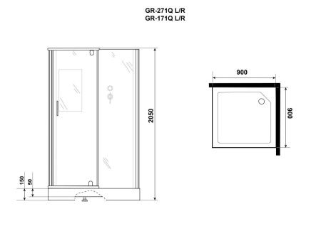 Душевая кабина Grossman Classic GR271QR 90х90 квадратная без крыши ориентация правая