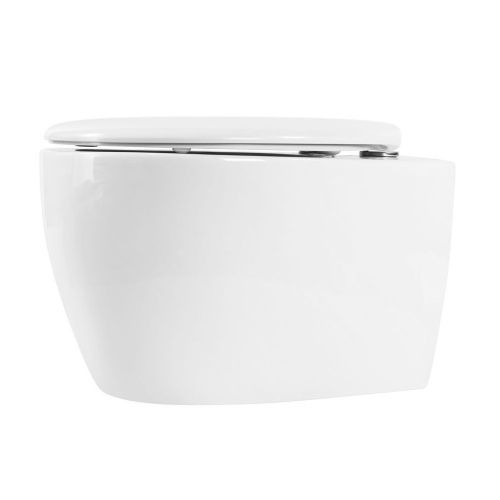 Унитаз подвесной Art&Max IMOLA AM217CHR белый с сиденьем микролифт безободковый каскадный смыв - фото 3