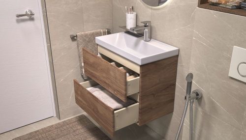 Тумба под раковину Velvex Mondi 359 акация темная 60х40 подвесная цвет коричневый - фото 4