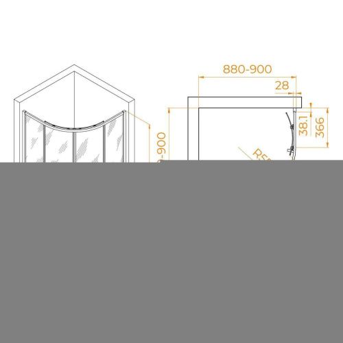 Душевой уголок RGW Passage 03085299-14 90х90 стекло прозрачное профиль черный без поддона - фото 3
