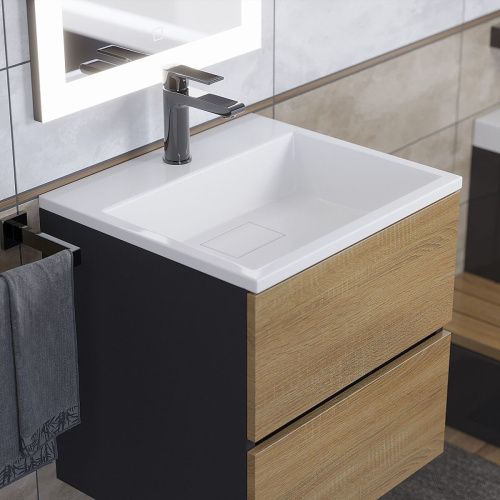 Тумба с раковиной Uperwood Barsa 29830205647 50х50 цвет коричневый/черный - фото 3