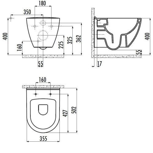 Чаша унитаза подвесная Creavit Terra TP329-00CB00E-0000 цвет белый без сиденья смыв торнадо - фото 2