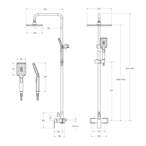 Душевая стойка Cezares SLIDER SLIDER-CD-NOP настенная цвет черный - фото 3