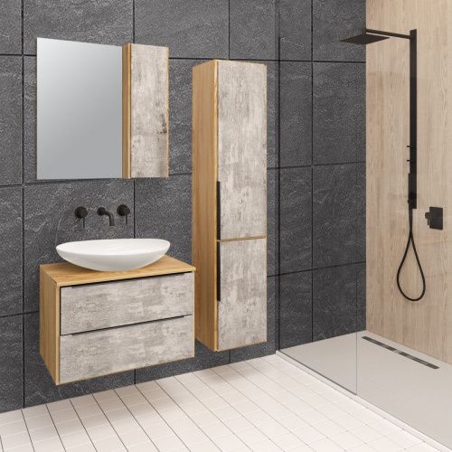 Тумба под раковину Runo Мальта 00-00001098 70х50 подвесная цвет серый/коричневый - фото 5