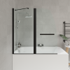 Душевая шторка на ванну Parly F03B 120х130 стекло прозрачное профиль черный ориентация универсальная