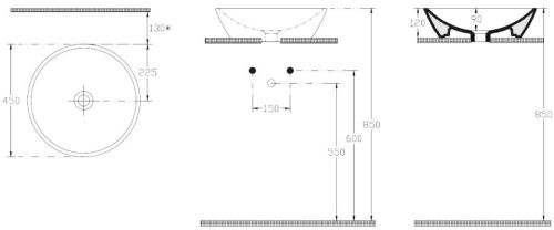 Раковина керамическая Allen Brau Fantasy 4.11019.20 50х50 накладная цвет белый без отверстий под смеситель - фото 4