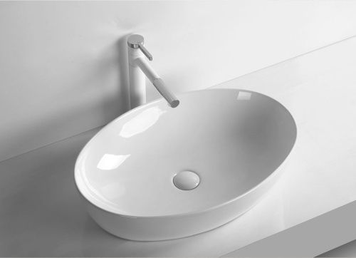 Раковина из сантехнического фарфора Cerutti SPA CR8023 60х40 накладная цвет белый без отверстий под смеситель