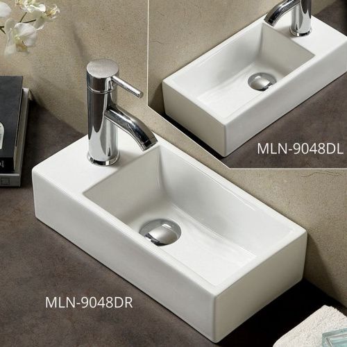 Раковина из сантехнического фарфора Melana 9048DR-805 40х20 накладная цвет белый 1 отверстие под смеситель - фото 2