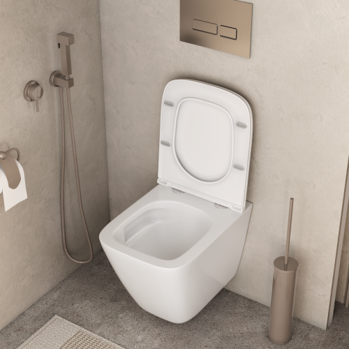 Унитаз подвесной Grossman Торнадо GR-4479SQC белый с сиденьем микролифт безободковый смыв торнадо - фото 4