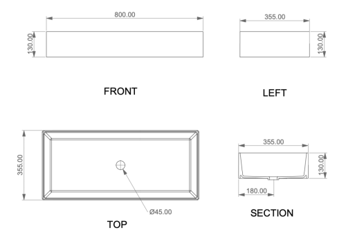 Раковина из искусственного камня GSG Ceramic Design Box BXLA80000 80х40 накладная цвет белый без отверстий под смеситель - фото 2