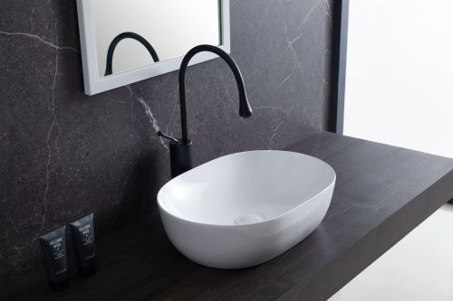 Раковина из сантехнического фарфора Sintesi SIN-LVB-APP-404 50х30 накладная цвет белый без отверстий под смеситель - фото 3