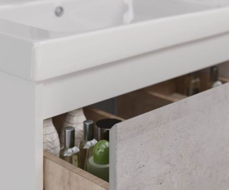 Тумба под раковину LeMark Combi LM03C125T-Beton 120х40 напольная цвет серый/белый