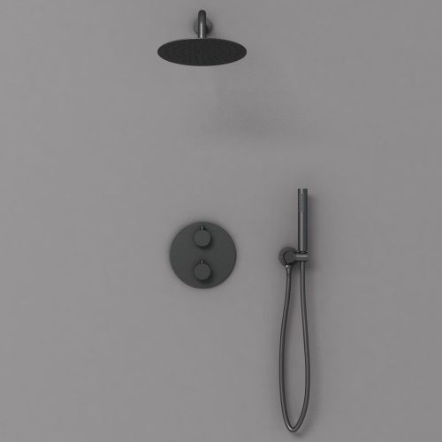 Душевая система Vincea VSFW-101TMB встраиваемая в стену цвет черный с термостатом - фото 3