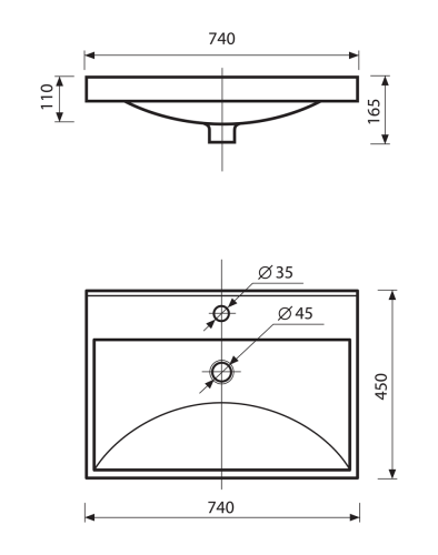 Раковина мебельная из искусственного камня Misty D4019 75 Р-Мис14075-4019Д 70х50 накладная цвет белый - фото 3
