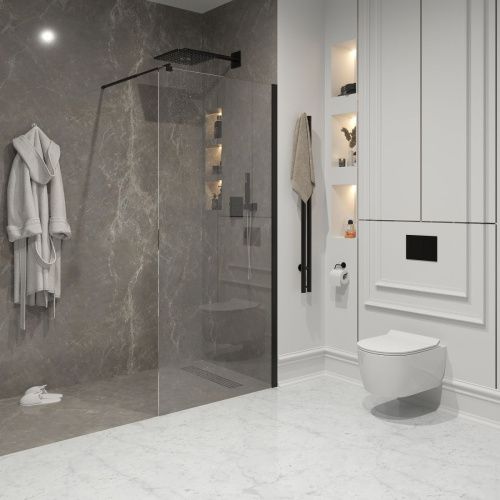 Душевая перегородка Niagara Nova NG-683-90BLACK 90х195 стекло прозрачное профиль черный - фото 2