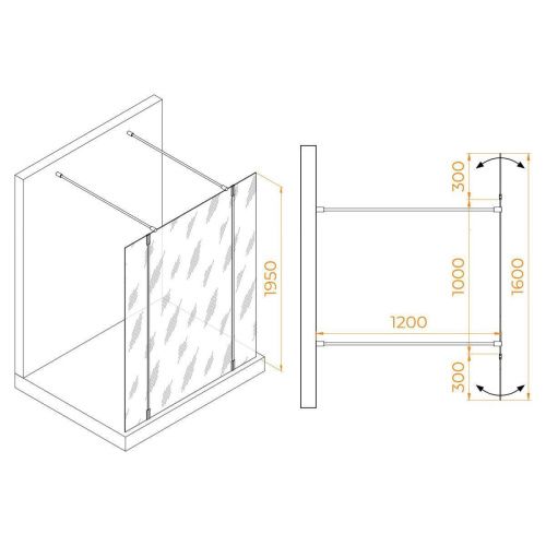 Душевая перегородка RGW Walk In 351005203-11 100х195 стекло прозрачное профиль хром - фото 2