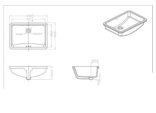 Раковина из сантехнического фарфора Bravat C22212W-ENG 60х40 встраиваемая цвет белый без отверстий под смеситель - фото 2