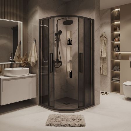 Душевой уголок Grossman Cosmo 301.K33.02.9090.21.10 90х90 стекло тонированное профиль черный без поддона