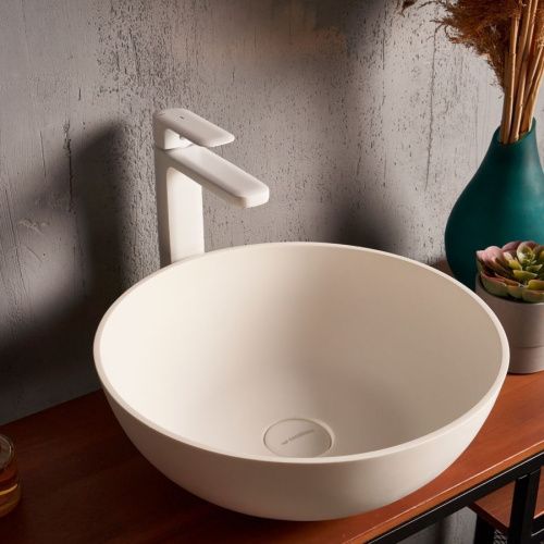 Раковина из искусственного камня MonteBianco Nemi 390 20141 40х40 встраиваемая цвет белый без отверстий под смеситель - фото 2