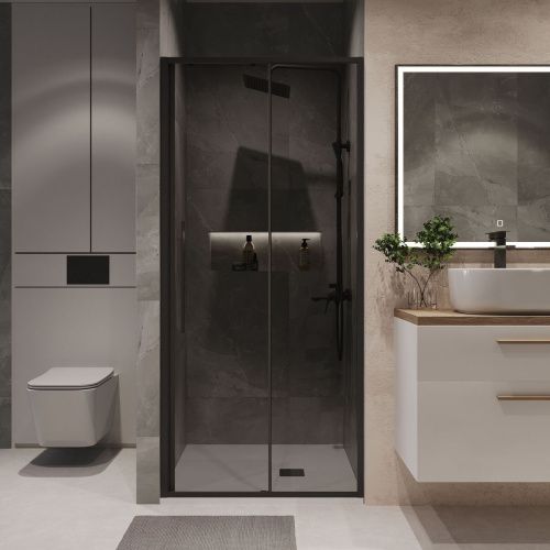 Душевая дверь Niagara Nova NG-85-10TB 100х195 стекло тонированное профиль черный - фото 4