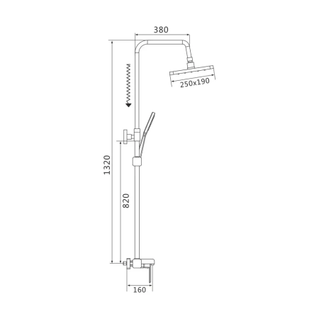 Душевая стойка Shevanik S8836 настенная цвет хром