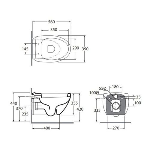 Биде подвесное Azzurra CLAS+ CLP 500M/SOSK bi matt*1 цвет белый - фото 2