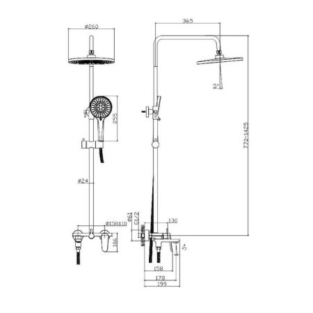 Душевая стойка Raglo R31.24.09 настенная цвет серый