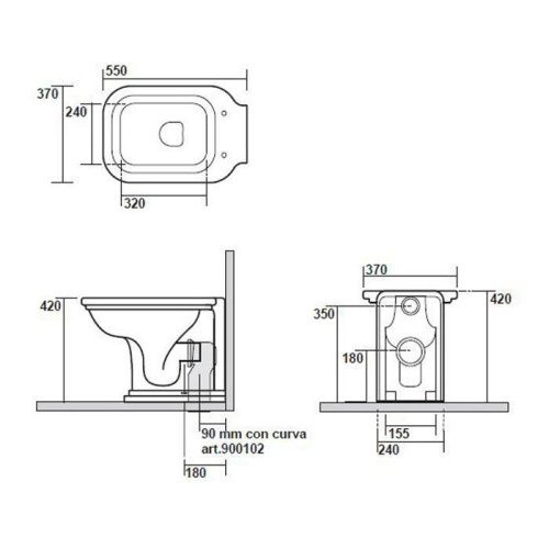 Чаша унитаза приставная Kerasan Waldorf 411801 цвет белый без сиденья душевой смыв - фото 2