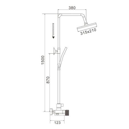 Душевая стойка Rose R1896H-6 настенная цвет черный с термостатом