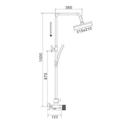 Душевая стойка Rose R1896H-6 настенная цвет черный с термостатом - фото 3