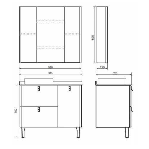 Тумба с раковиной Comforty Сорренто 00-00013520CF 90х50 напольная цвет серый - фото 2
