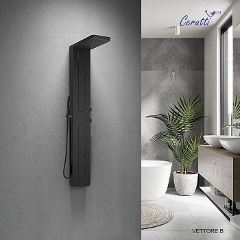 Душевая панель Cerutti SPA CT8993 настенная цвет черный