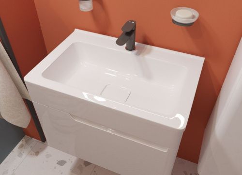 Раковина из искусственного камня Эстет Каре Люкс ФР-00014938 70х50 накладная цвет белый 1 отверстие под смеситель - фото 4