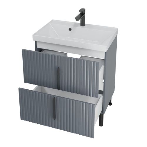 Тумба под раковину СанТа Юпитер 700543 70х40 напольная цвет серый - фото 2