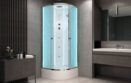 Душевая кабина AvaCan EM2790LED 90х90 четверть круга с крышей ориентация универсальная - фото 2