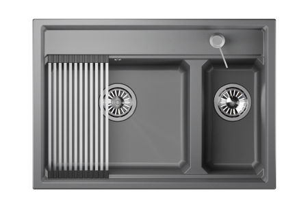 Кухонная мойка Granula Kitchen Space 7302, АЛЮМИНИУМ 75х50 цвет серый поверхность матовая