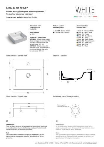 Раковина керамическая White Ceramic Like W090701 50х50 накладная цвет белый - фото 2