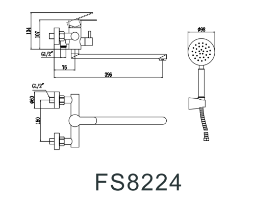 Смеситель для ванны и душа Fmark FS8224H настенный черный - фото 2