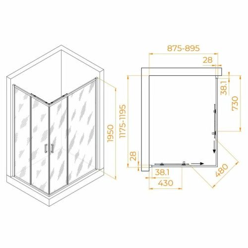 Душевой уголок RGW Passage 030824692-11 120х90 стекло прозрачное профиль хром без поддона - фото 2