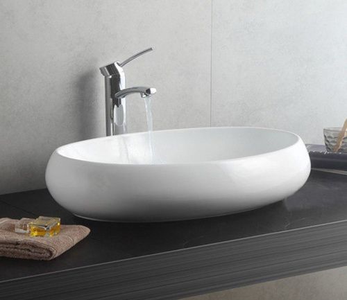 Раковина из сантехнического фаянса CeramaLux 9030A 60х40 накладная цвет белый без отверстий под смеситель - фото 2