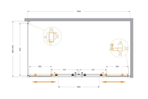 Душевой уголок Cezares MOLVENO MOLVENO-AH-2/1-170/90-C-BORO-IV 170х90 стекло прозрачное профиль золото без поддона - фото 5