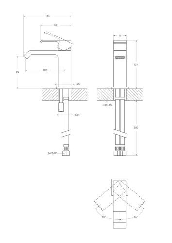 Смеситель Cezares PORTA PORTA-LS1-SS на раковину медь - фото 2
