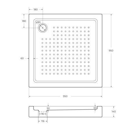 Душевой поддон акриловый Cezares TRAY-A-A-95-15-W 95х95 белый с ножками