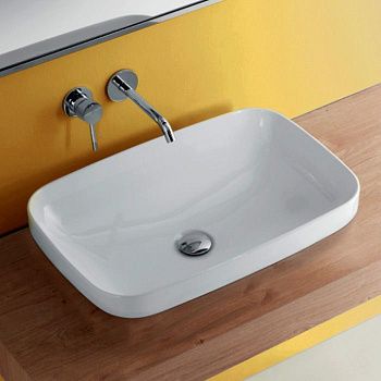 Раковина из сантехнического фарфора Kerasan Tribeca 514301 60х40 накладная цвет белый без отверстий под смеситель